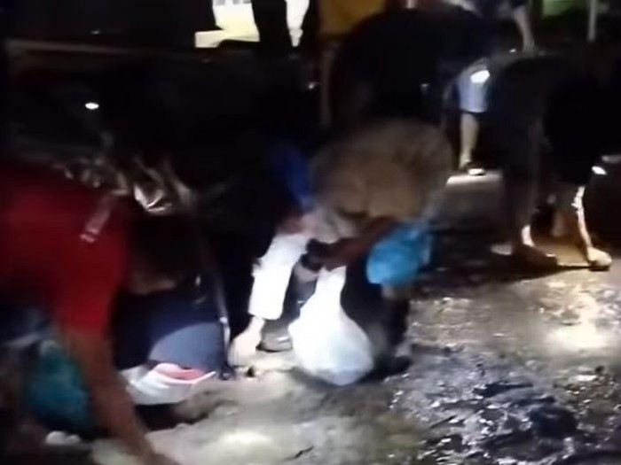 Warga di Bolmong, Sulawesi Utara (Sulut), ramai-ramai memungut emas dalam lumpur sisa material banjir.