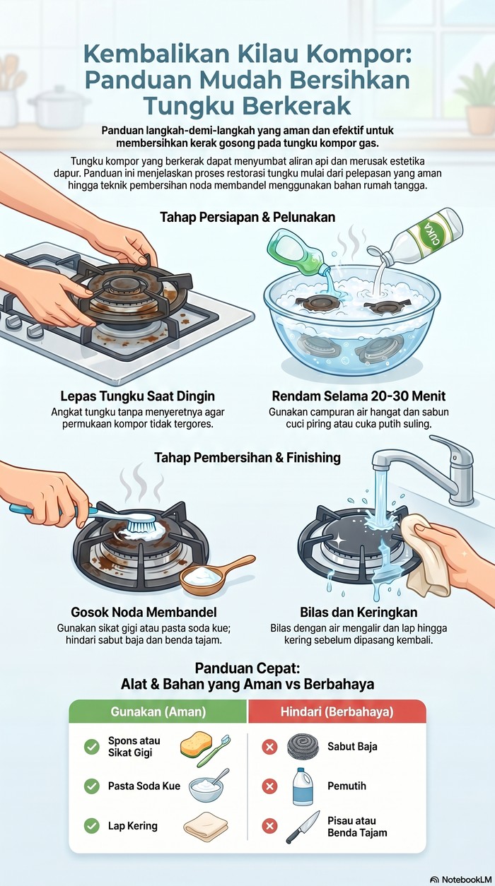 Cara Bersihkan Tungku Kompor Berkerak