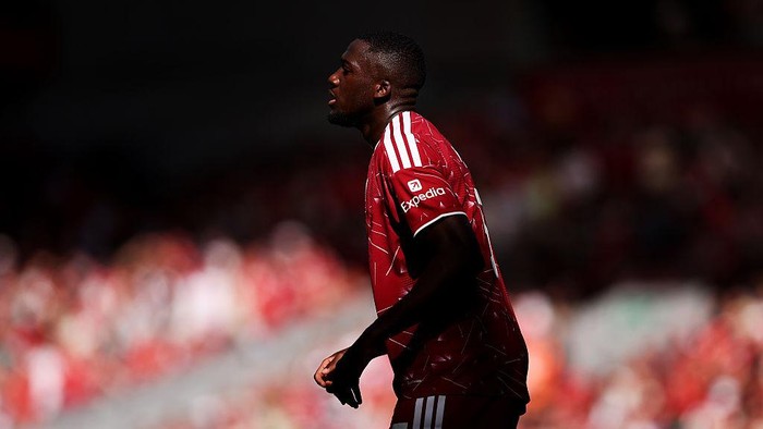 LIVERPOOL, ENGLAND - MAY 24: Ibrahima Konate of Liverpool during the Premier League match between Liverpool and Brentford at Anfield on May 24, 2026 in Liverpool, England. (Photo by Jack Thomas/Getty Images)