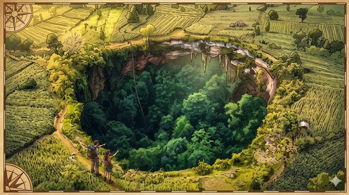 Ilustrasi gua raksasa di Jatim.
