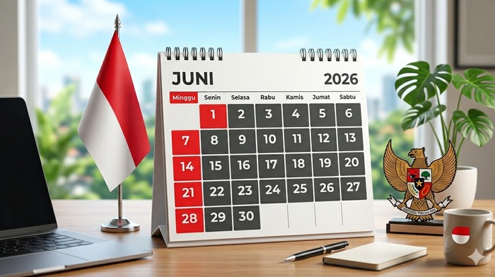 Ilustrasi kalender Juni Hari Lahir Pancasila.