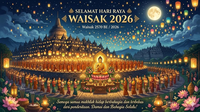 Ilustrasi Kartu Ucapan Hari Raya Waisak 2026