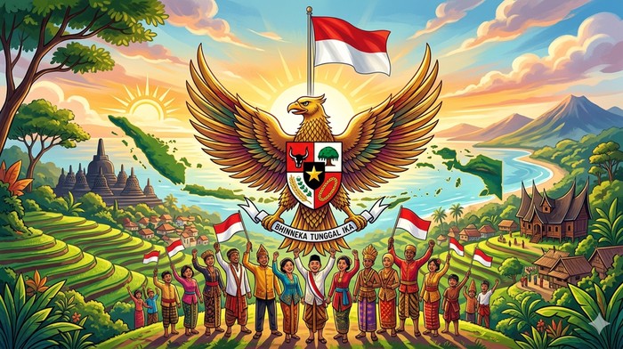Ilustrasi ucapan selamat merayakan Hari Lahir Pancasila.