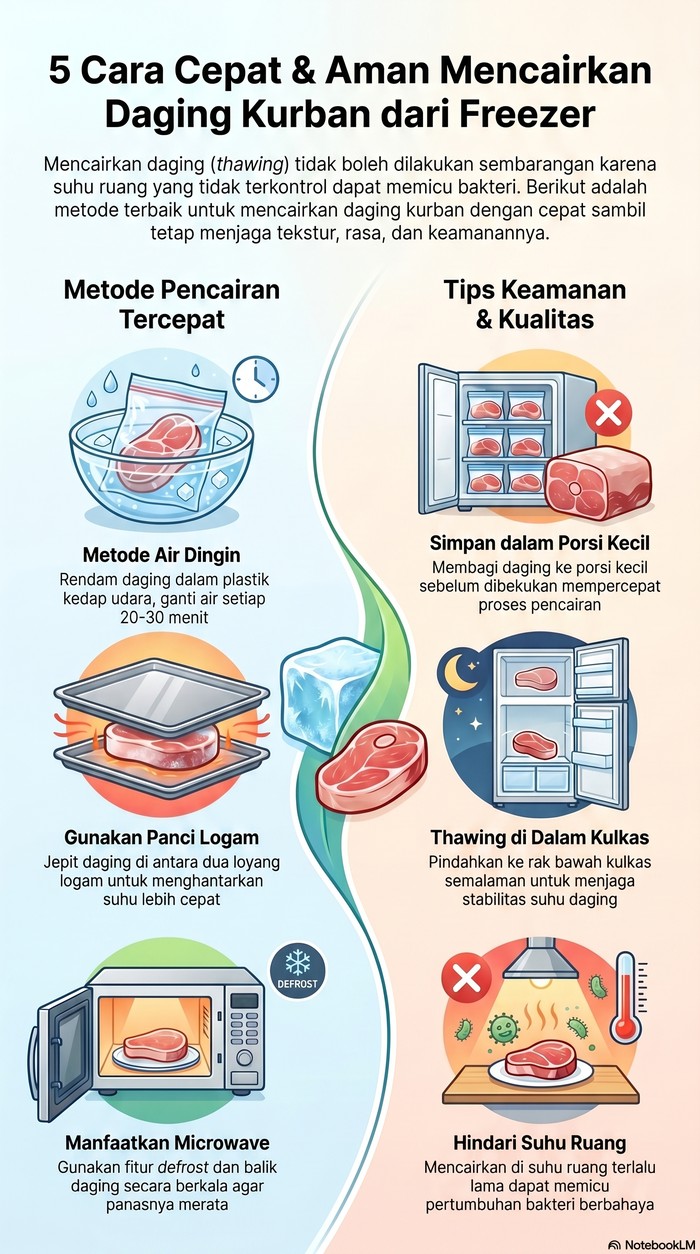 Ilustrasi menyimpan daging kurban di kulkas.
