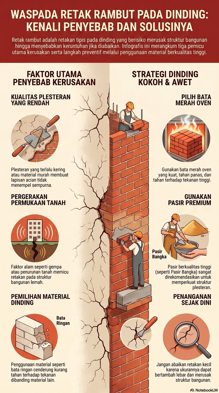 Infografis penyebab retak rambut pada dinding