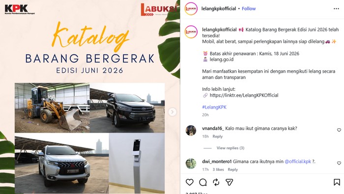Lelang mobil KPK