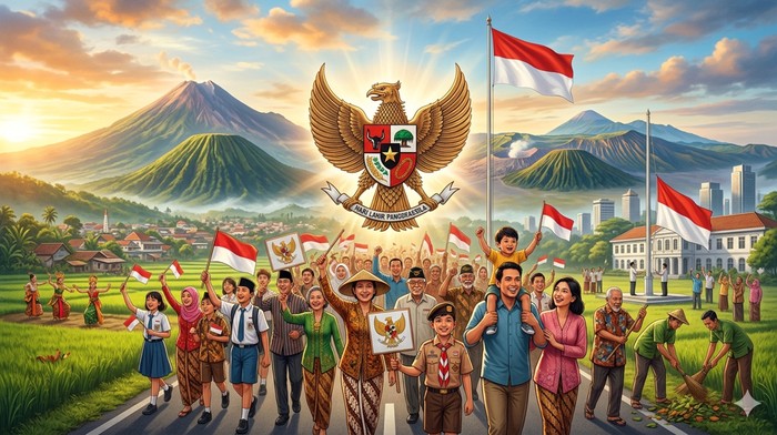 Ilustrasi hari raya Pancasila.