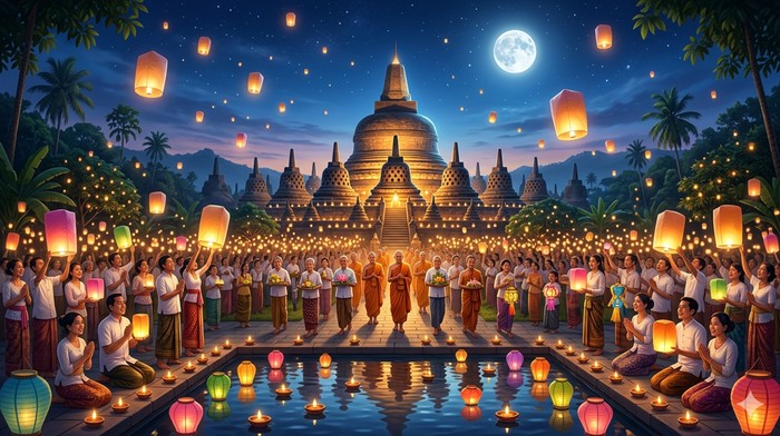 Ilustrasi ucapan selamat hari raya Waisak.