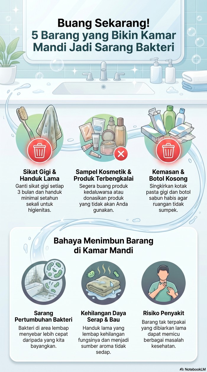 Infografis 5 Barang yang bIkin Kamar Mandi Jadi Sarang Bakteri