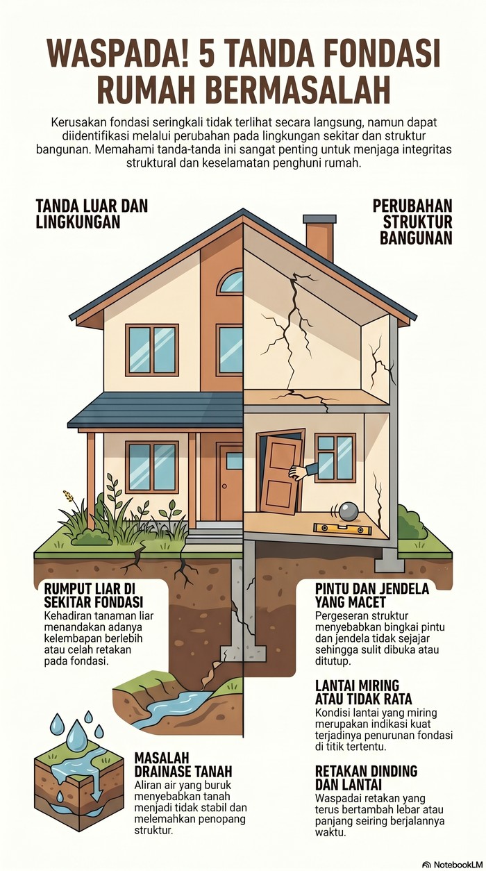 Infografis 5 Tanda Fondasi Rumah Bermasalah