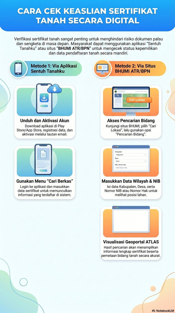 Infografis Cek Keaslian Sertifikat Tanah