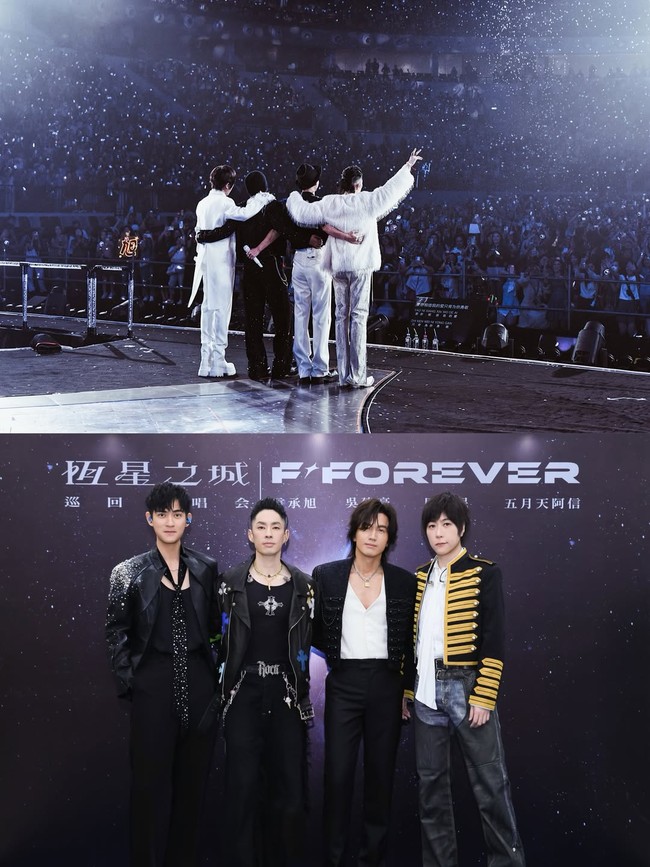Dalam konser tersebut, Jerry Yan masih tampil bersama Vic Chou, Vanness Wu, dan Ashin MAYDAY. Lagu-lagu dan kebersamaan F3 sukses bikin para penggemar nostalgia. Foto: Instagram @ashin_ig