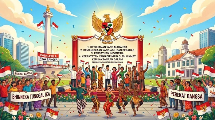 Hari Lahir Pancasila. (foto: Gemini AI)