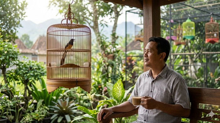 Ilustrasi pencinta burung kicau mania.
