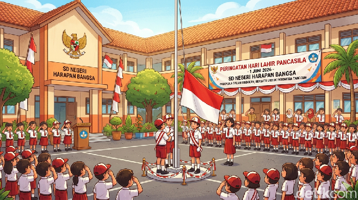 Ilustrasi upacara Hari Lahir Pancasila