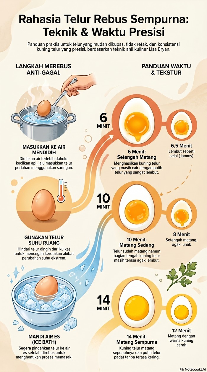 Infografis cara merebus telur agar matang sempurna