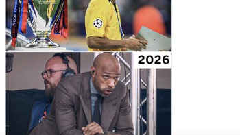 Thierry Henry kalah di final UCL tahun 2006 dan kini harus menyaksikan timnya kalah lagi 20 tahun kemudian. Foto: X.com