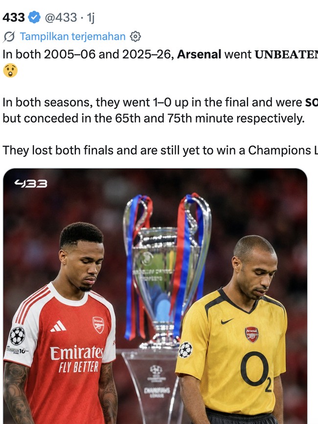 Meme Arsenal Kalah Melulu di Babak Final Eropa