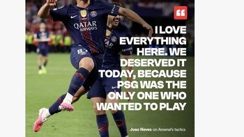 Kritikan dari Joao Neves bahwa hanya mereka yang ingin bermain. Arsenal memang menggeber taktik defensif usai unggul. Foto: X.com