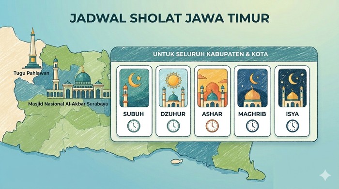 Ilustrasi jadwal sholat Jawa Timur