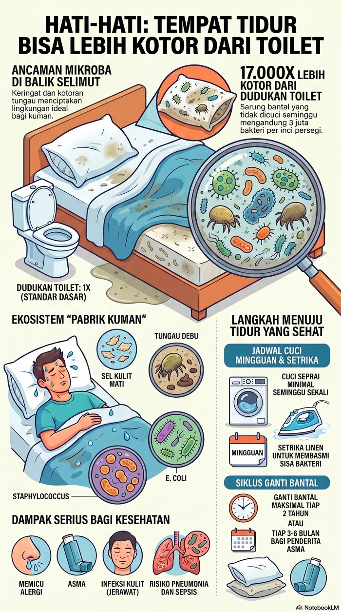 Infografis soal seprai bisa lebih kotor dari dudukan toilet