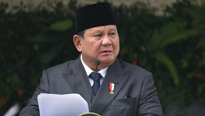Prabowo memberikan amanat di upacara Hari Lahir Pancasila di Kementerian Luar Negeri, Senin (1/6/2026).