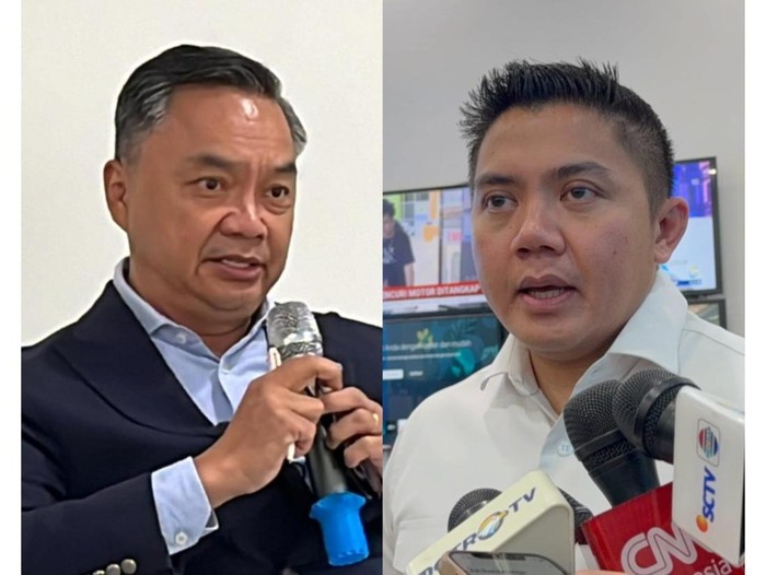 Mantan Wamenlu Dino Patti Djalal dan Seskab Teddy Indra Wijaya.