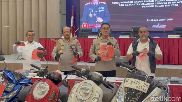 Kejahatan jalanan diungkap Polda Jatim.