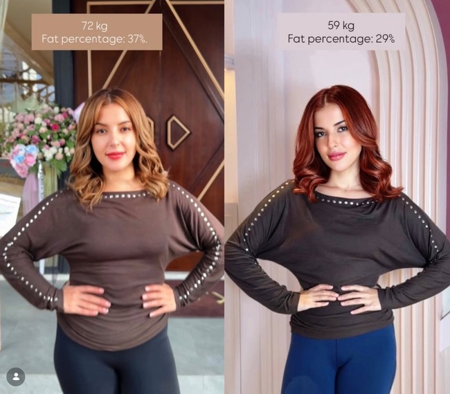 Influencer kecantikan Tasya Farasya membagikan foto perbedaan penampilannya sebelum dan setelah diet. Sebelum diet bobot tubuhnya sempat menginjak 72 kg. Foto: Instagram/@tasyafarasya