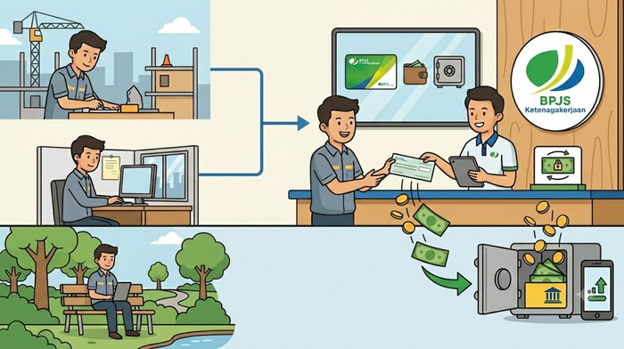 Ilustrasi pencairan BPJS Ketenagakerjaan.