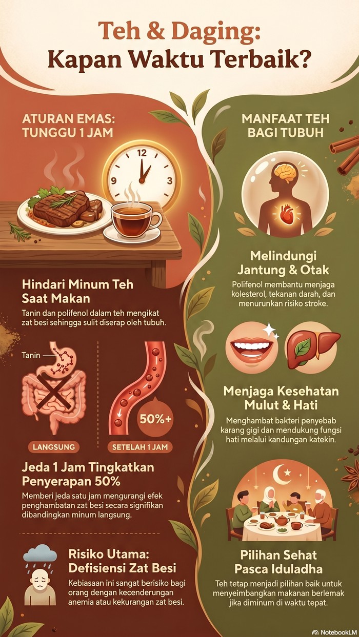 Infografis Minum Teh Setelah Makan Daging