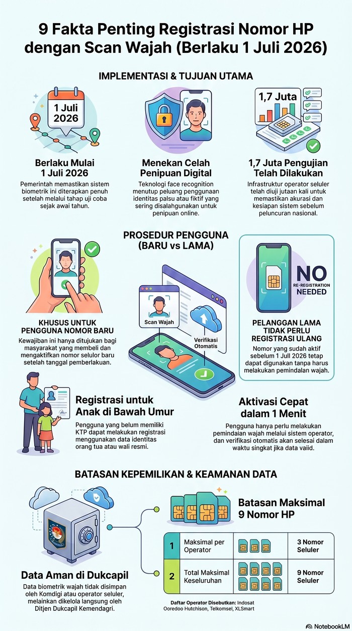 Infografis Registrasi Nomor HP Scan Wajah