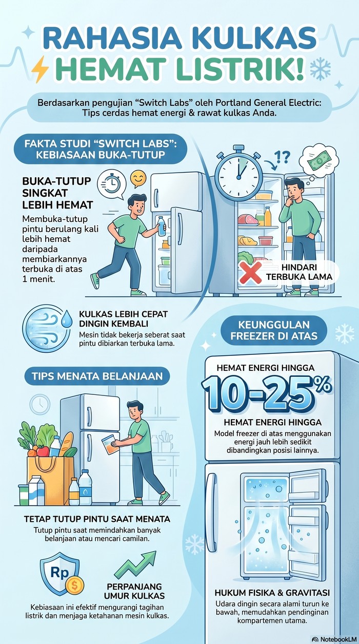 Infografis soal kulkas yang sering dibuka tutup