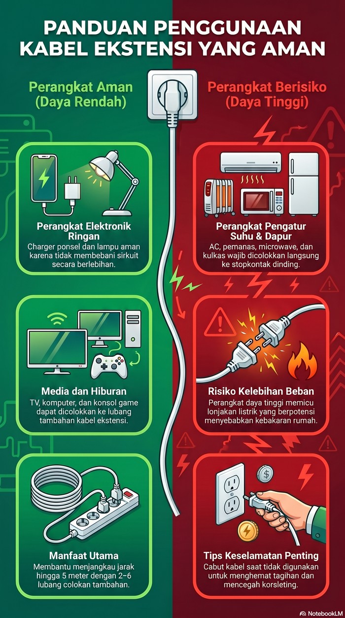 Infografis soal penggunaan kabel ekstensi