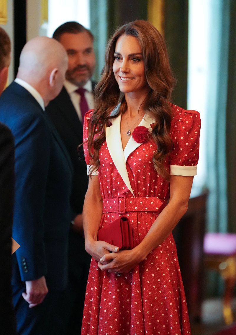 Britain's Kate, Princess of Wales during a Cancer Research UK reception to mark the charity's 125th anniversary, at St James's Palace, London, Britain, June 2, 2026. Jonathan Brady/Pool via REUTERS
