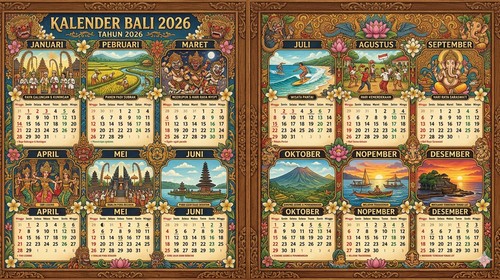 Ilustrasi kalender Bali 2026. (Gemini AI)
