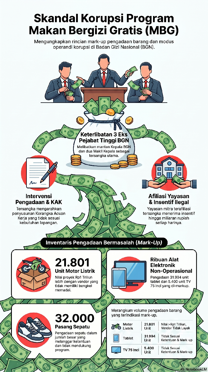 Infografis skandal korupsi program Makan Bergizi Gratis (MBG)
