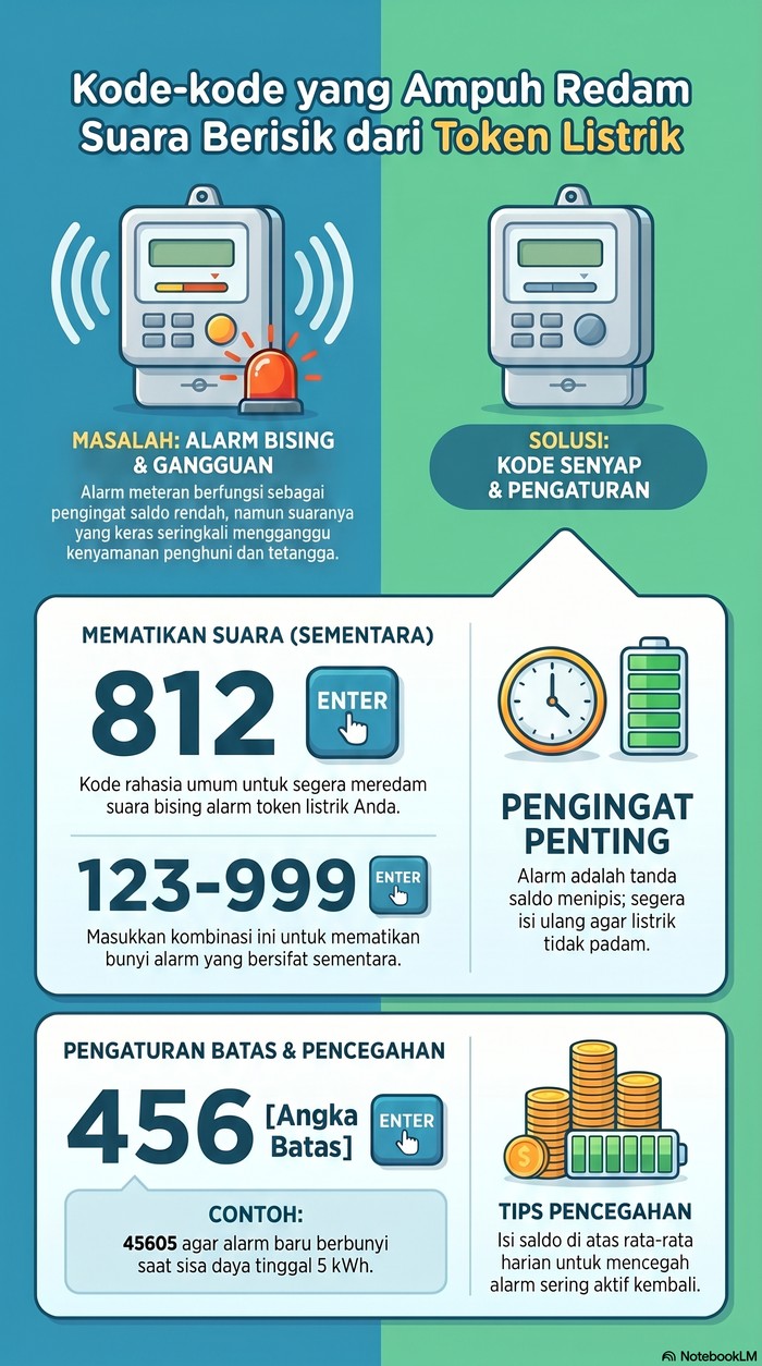 Infografis soal cara mematikan suara bising dari token listrik