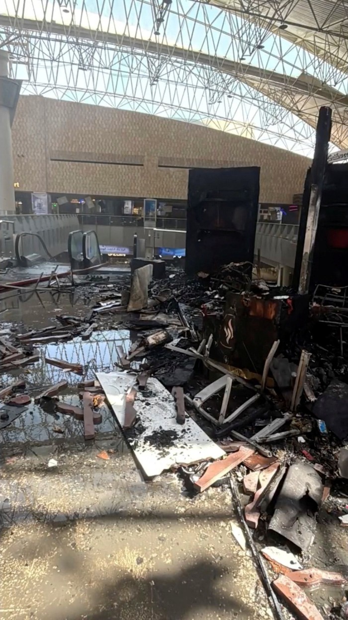 Debris lie on the floor following a strike on Kuwait International Airport, in Kuwait City, Kuwait, June 3, 2026, in this still image of a photo used in a video. Civil Aviation Kuwait/Handout via REUTERS    THIS IMAGE HAS BEEN SUPPLIED BY A THIRD PAR