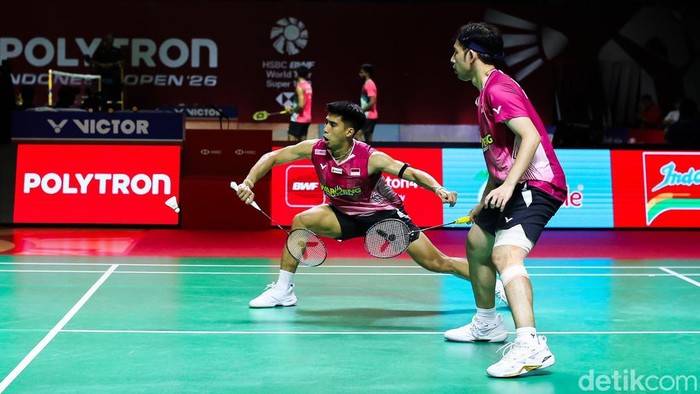 Ganda putra Indonesia, Sabar Karyaman Gutama/Moh Reza Pahlevi Isfahani, menghadapi pasangan China, Huang Di/Liu Yang, pada babak 16 besar Indonesia Open 2026 di Istora Senayan, Jakarta, Kamis (4/6/2026).