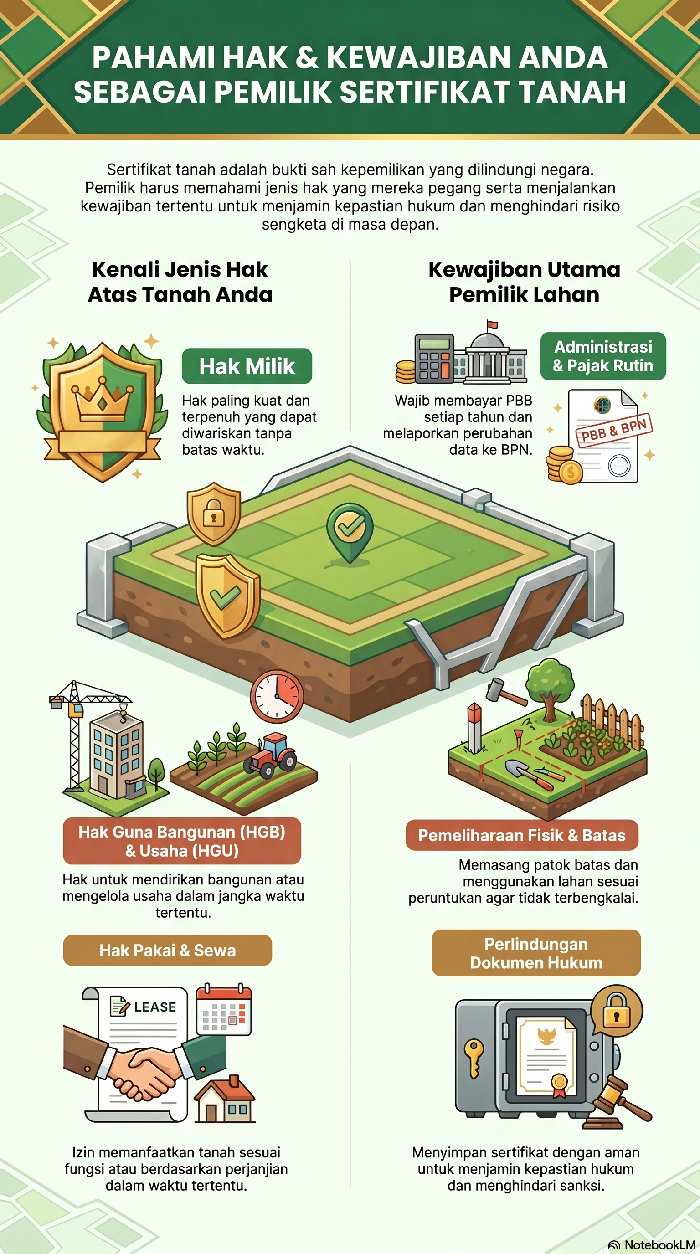 Infografis Hak dan Kewajiban Pemilik Sertifikat Tanah