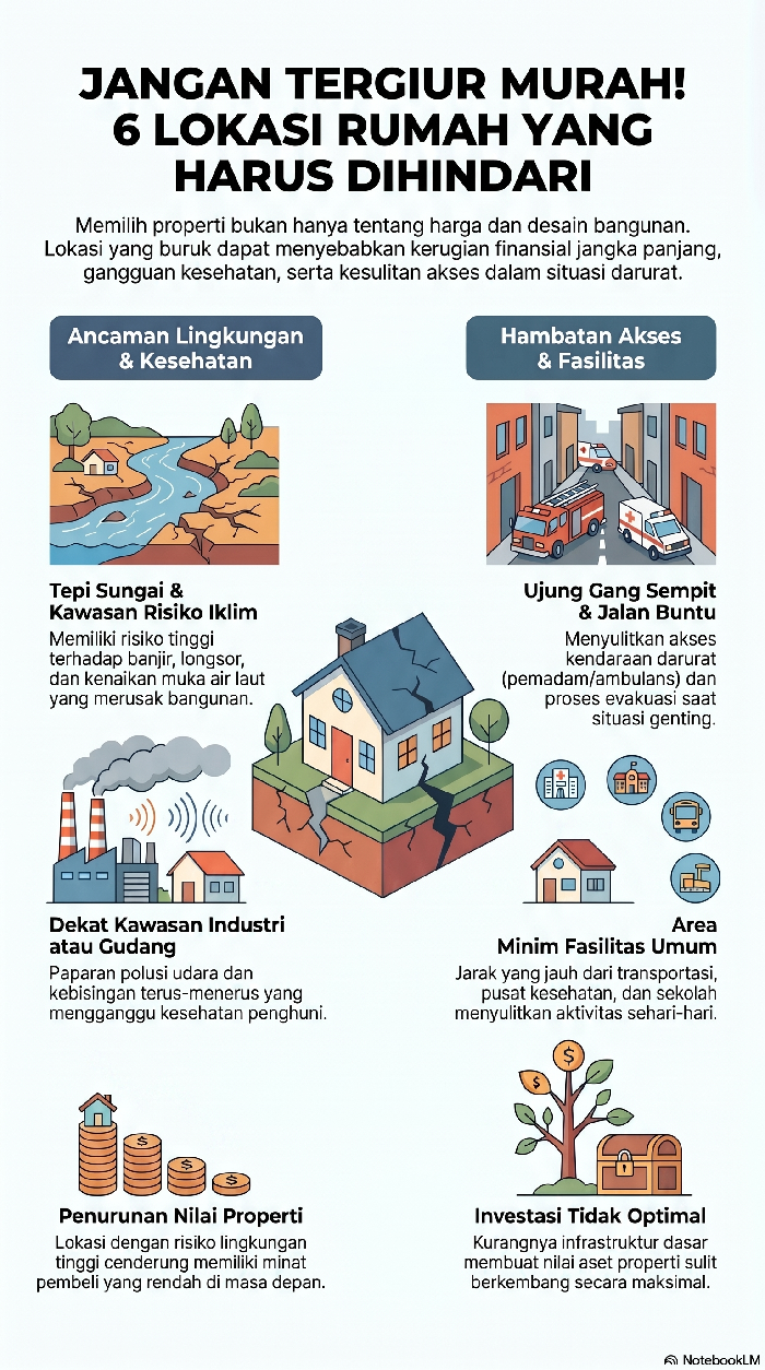 Infografis 6 Lokasi Rumah yang Harus Dihindari