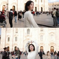 Dalam foto yang dirilis, Kim Ji Won tampil kasual saat mendatangi sejumlah tempat bersejarah Milan. Ia juga mampir ke gerai es krim gelato khas Italia. Foto: dok. Instagram @highziumstudio
