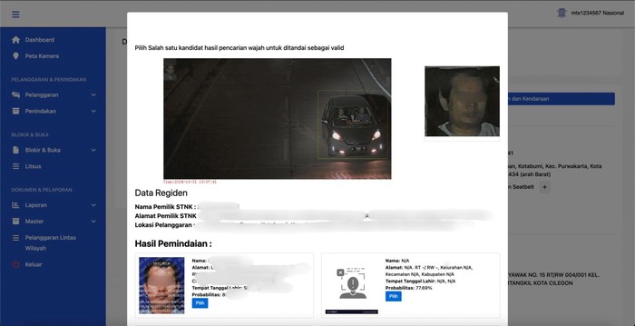 Korlantas Polri terus mengembangkan pemanfaatan Face Recognition dalam mengantisipasi penggunaan pelat nomor palsu, hingga berbagai modus pelanggaran lainnya. (dok Korlantas)