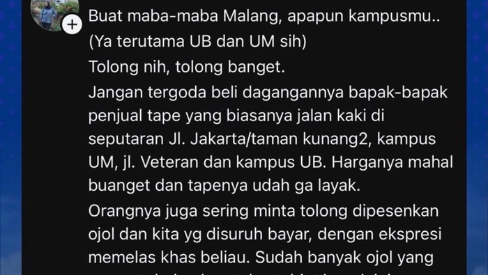 Keluhan warganet soal penjual tape yang getok harga dengan modus iba.