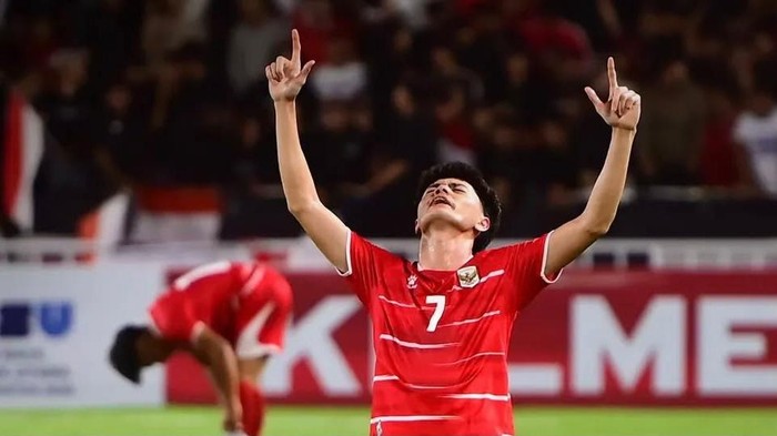 Selebrasi Reno Salampessy, pencetak gol Timnas U-19.