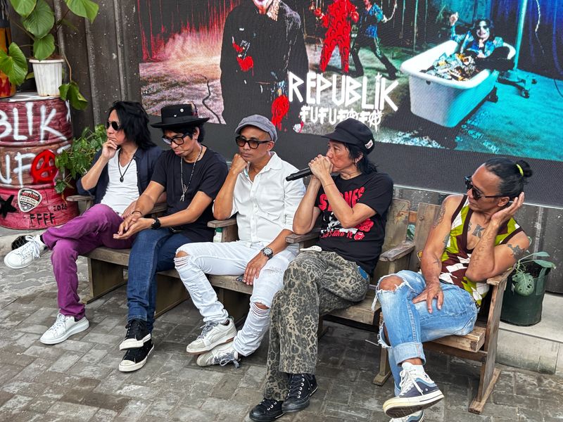 Slank Slank di konferensi pers perilisan album Republik Fufufafa di Jalan Potlot, Jakarta Selatan, Jumat (5/6/2026).