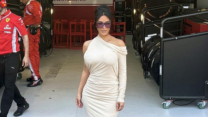 Kim Kardashian standing in front of the garage of Ferrari driver Lewis Hamilton at the Circuit de Monaco, Monte Carlo. Picture date: Sunday June 7, 2026. (Photo by Phil Duncan/PA Images via Getty Images)