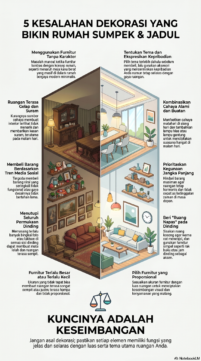 Infografis 5 Kesalahan Dekoras yang Bikin Rumah Sumpek & Jadul