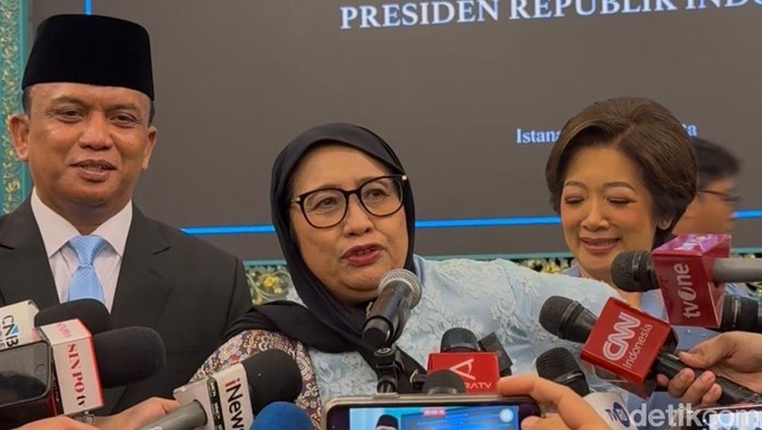 Nanik Sudaryati Deyang dan 2 wakilnya Trenggono dan Agustina Arumsari usai dilantik, di Istana Negara, Jakarta, Senin (8/6/2026).